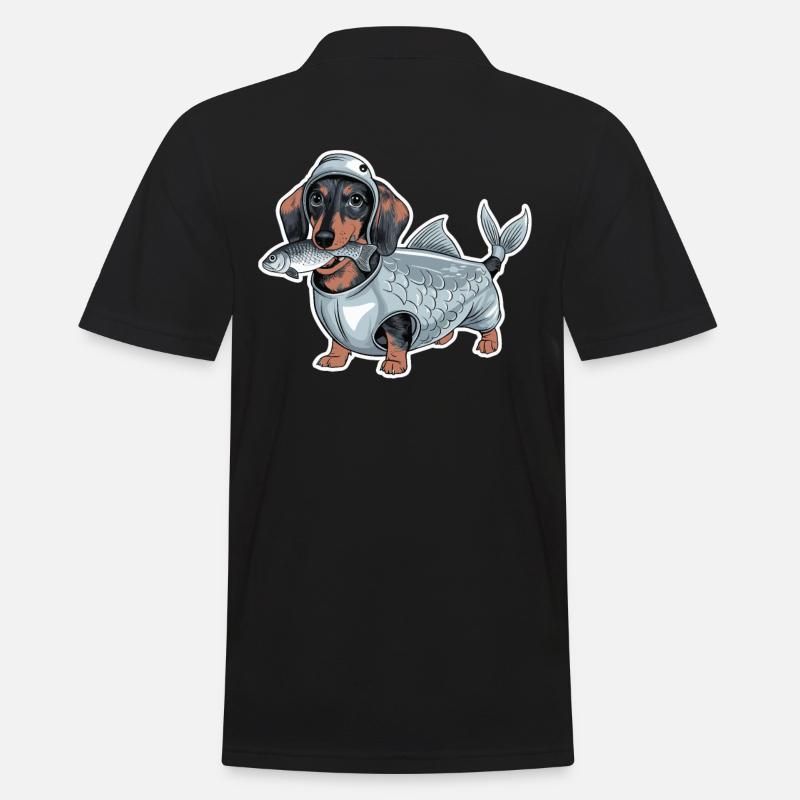 Teckel déguisé en poisson - Polo Homme - noir