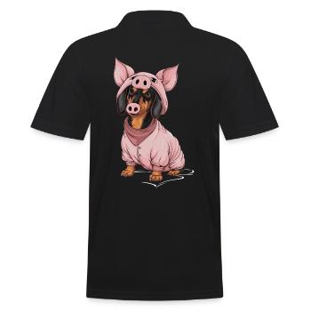 Teckel déguisé en cochon - Polo Homme - noir - Dos - Kai (181cm)