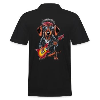 Teckel en costumes avec guitare - Polo Homme - noir - Dos - Kai (181cm)