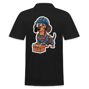 Dackel Im Kostüm Handwerker Dackel Mit - Männer Poloshirt - Schwarz - Hinten - Kai (181cm)