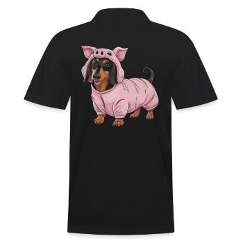 Teckel En Costumes Tenue Cochon - Polo Homme - noir - Dos - Kai (181cm)