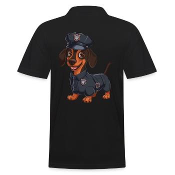 Dackel In Kostümen Polizei - Männer Poloshirt - Schwarz - Hinten - Kai (181cm)