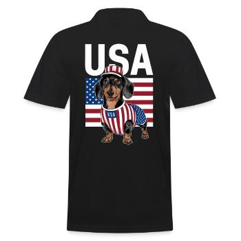 Teckel En Costumes Drapeau des États-Unis - Polo Homme - noir - Dos - Kai (181cm)
