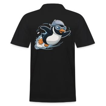 Schwimmender Pinguin Schwimmer Schwimmen - Männer Poloshirt - Schwarz - Hinten - Kai (181cm)