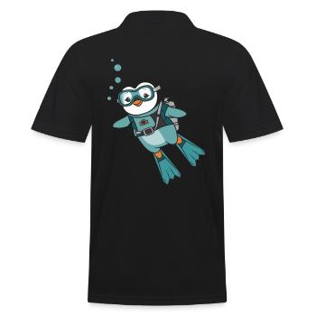 Süßer Pinguin Taucher Illustration - Männer Poloshirt - Schwarz - Hinten - Kai (181cm)
