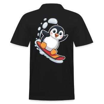 Snowboard Pingouin Snowboarder Mignon - Polo Homme - noir - Dos - Kai (181cm)