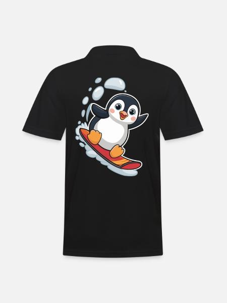 Snowboarding Penguin Snowboarder Cute - Men's Polo Shirt - black