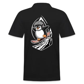 Pinguin Snowboard Abenteuer - Männer Poloshirt - Schwarz - Hinten - Kai (181cm)