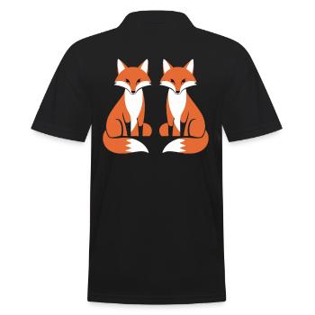 Zwei Füchse Fox Artistic Design - Männer Poloshirt - Schwarz - Hinten - Kai (181cm)