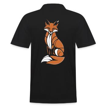 Fox Artistic Design in Brown and White - Men's Polo Shirt - black - Back - Kai (181cm)