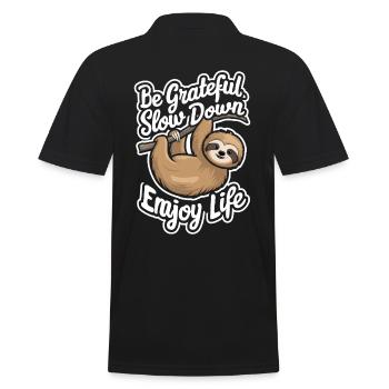 Be grateful, slow down, enjoy life - - Men's Polo Shirt - black - Back - Kai (181cm)