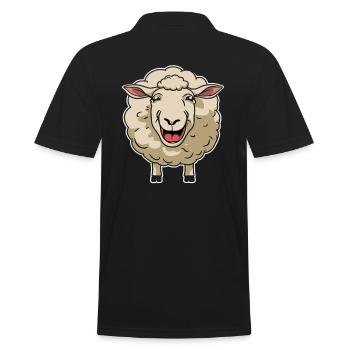 Dessin animé drôle de mouton rieur - Polo Homme - noir - Dos - Kai (181cm)
