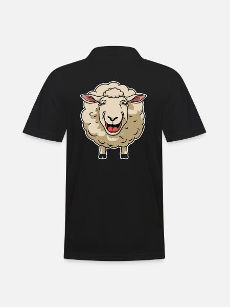 Funny Laughing Sheep Cartoon - Men's Polo Shirt - black
