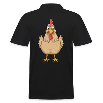 Lustiges Huhn Comic Zeichnung Spaß - Männer Poloshirt - Schwarz - Hinten - Kai (181cm)