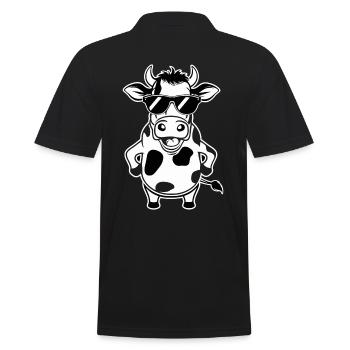 Cool cow with sunglasses - Men's Polo Shirt - black - Back - Kai (181cm)