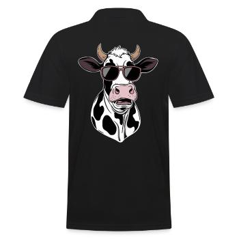 Cool cow head with sunglasses - Men's Polo Shirt - black - Back - Kai (181cm)
