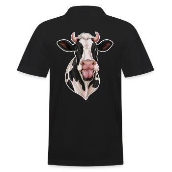 Funny Cow Sticks Out Tongue - Men's Polo Shirt - black - Back - Kai (181cm)