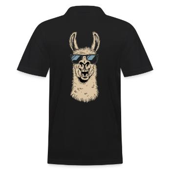 Funny llama with sunglasses in cartoon style - Men's Polo Shirt - black - Back - Kai (181cm)