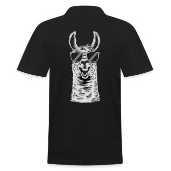 Cool llama with sunglasses - Men's Polo Shirt - black - Back - Kai (181cm)