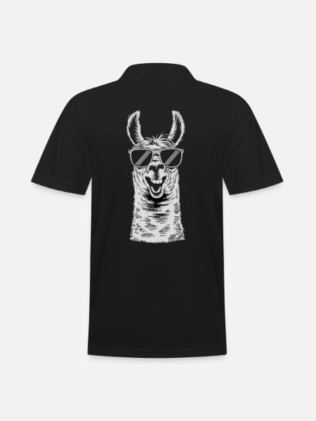Cool llama with sunglasses - Men's Polo Shirt - black