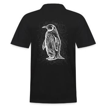 Penguin Art Drawing Abstract Animal Illustration - Men's Polo Shirt - black - Back - Kai (181cm)