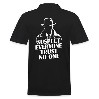 Murder Mystery Dinner Outfit: Suspect Everyone, - Men's Polo Shirt - black - Back - Kai (181cm)