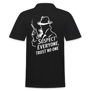 Suspect Anyone, Trust No One - Murder - Men's Polo Shirt - black - Back - Kai (181cm)