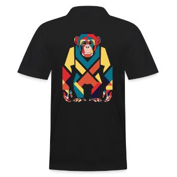 Motif géométrique de singe coloré - Polo Homme - noir - Dos - Kai (181cm)