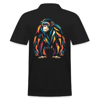 Bunter Schimpanse Porträt Kunstwerk - Männer Poloshirt - Schwarz - Hinten - Kai (181cm)