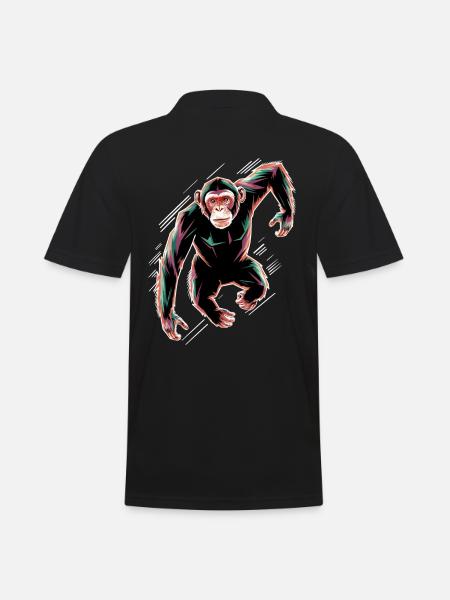 Dynamic Chimpanzee Motif - Men's Polo Shirt - black