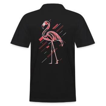 Abstrakter Flamingo Mit Geometrischen Linien - Männer Poloshirt - Schwarz - Hinten - Kai (181cm)