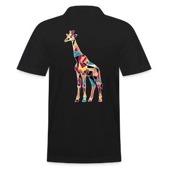 Bunte Giraffenmosaik Kunstwerk - Männer Poloshirt - Schwarz - Hinten - Kai (181cm)