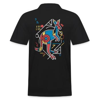 Abstract Kangaroo Art in Colorful - Men's Polo Shirt - black - Back - Kai (181cm)