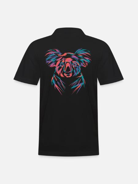 Farbintensiver Koala im Neondesign - Männer Poloshirt - Schwarz