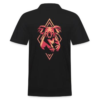 Geometrischer Koala im Retro-Stil - Männer Poloshirt - Schwarz - Hinten - Kai (181cm)