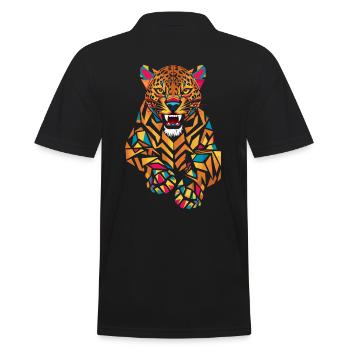 Jaguar géométrique coloré en bond - Polo Homme - noir - Dos - Kai (181cm)