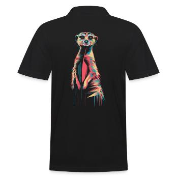Farbenfrohes Erdmännchen Kunstwerk - Männer Poloshirt - Schwarz - Hinten - Kai (181cm)