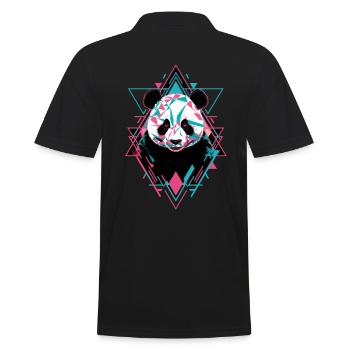 Geometrischer Panda Kunstwerk - Männer Poloshirt - Schwarz - Hinten - Kai (181cm)