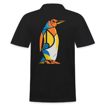 Bunter Pinguin Geometrisches Kunstwerk - Männer Poloshirt - Schwarz - Hinten - Kai (181cm)