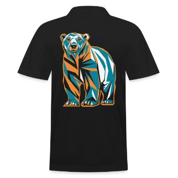 Bunter Bär im Geometrischen Stil - Männer Poloshirt - Schwarz - Hinten - Kai (181cm)