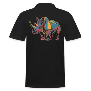 Rhinocéros géométrique coloré - Polo Homme - noir - Dos - Kai (181cm)