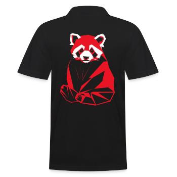 Geometric Red Panda Artwork - Men's Polo Shirt - black - Back - Kai (181cm)