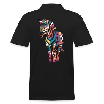 Colorful Zebra Artwork for Animal Lovers - Men's Polo Shirt - black - Back - Kai (181cm)