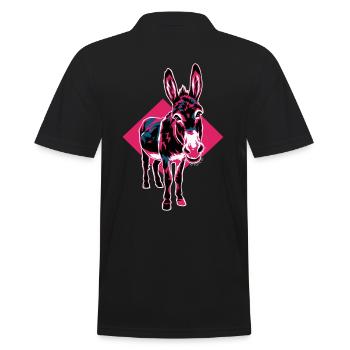 Geometrische Bauernhof Tier Grafik Esel - Männer Poloshirt - Schwarz - Hinten - Kai (181cm)