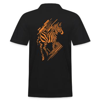 Modernes Zebra-Muster in Orange - Männer Poloshirt - Schwarz - Hinten - Kai (181cm)