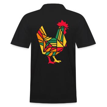 Colorful Geometric Farm Animal Graphic Rooster - Men's Polo Shirt - black - Back - Kai (181cm)