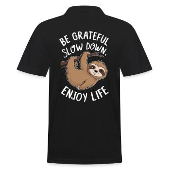 Be grateful, relax, enjoy life - - Men's Polo Shirt - black - Back - Kai (181cm)