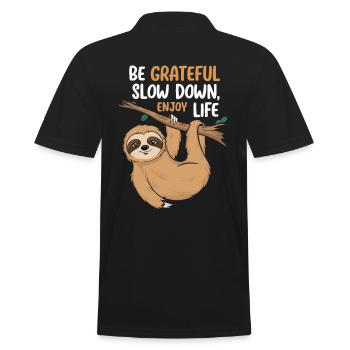 Be grateful, slow down, enjoy life - - Men's Polo Shirt - black - Back - Kai (181cm)