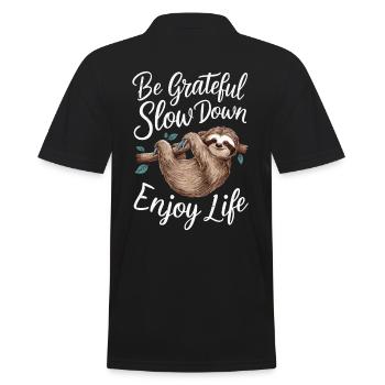 Be grateful, slow down, enjoy life - - Men's Polo Shirt - black - Back - Kai (181cm)