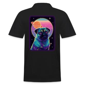 Animal Art Planet Fantasy Artwork: Pug with - Men's Polo Shirt - black - Back - Kai (181cm)